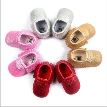 Artigo de Natal Shiny Soft Bottom Manual Tassel Toddler Baby Shoes